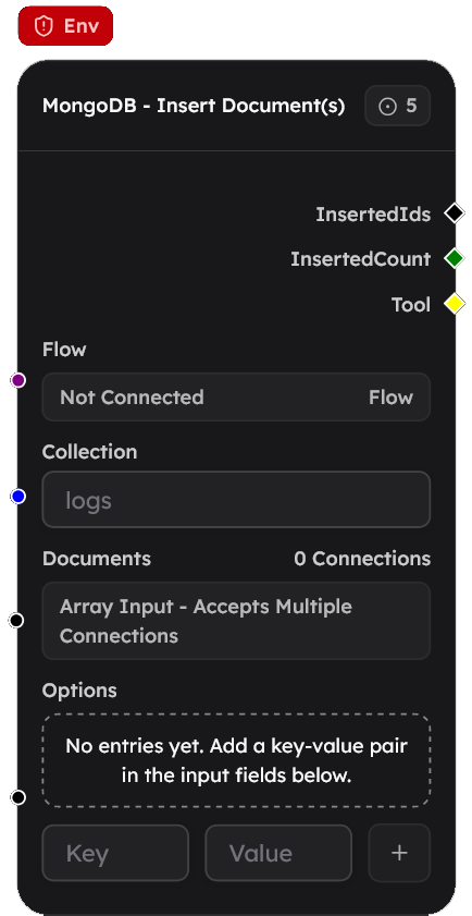 MongoDB - Insert Document(s) Node Screenshot