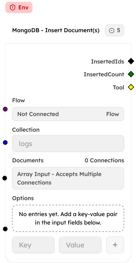MongoDB - Insert Document(s) Node Screenshot
