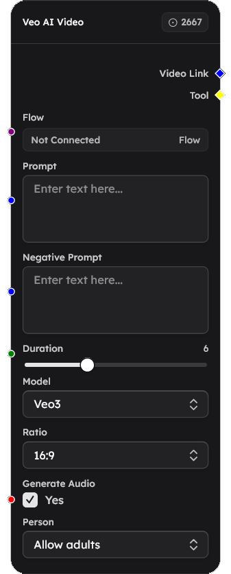 Veo AI Video Node Screenshot