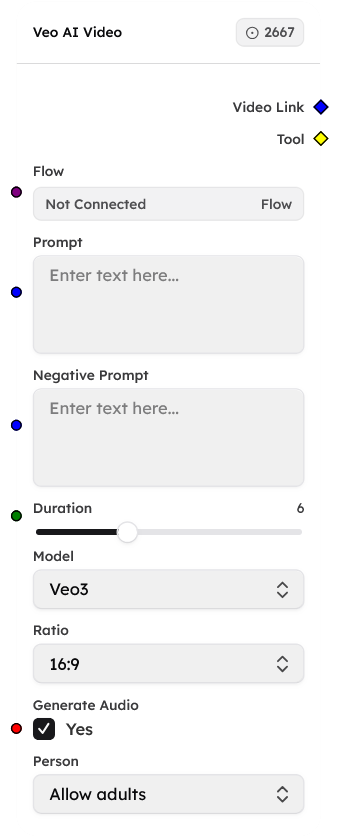 Veo AI Video Node Screenshot